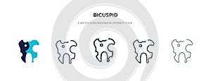 Bicuspid icon in different style vector illustration. two colored and black bicuspid vector icons designed in filled, outline, photo