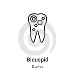 Bicuspid outline vector icon. Thin line black bicuspid icon, flat vector simple element illustration from editable dentist concept photo