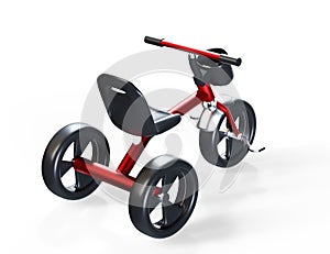 bicycle 3 wheel 3d render on white