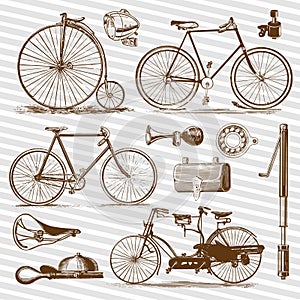 Bicycle and accessories vintage set 1