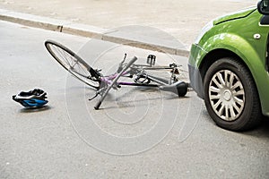 Bicycle after accident on the street