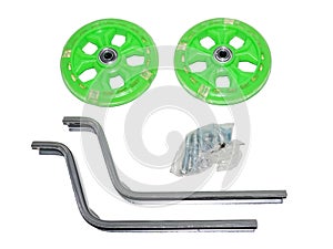 Bicycle auxiliary wheel kit isolated