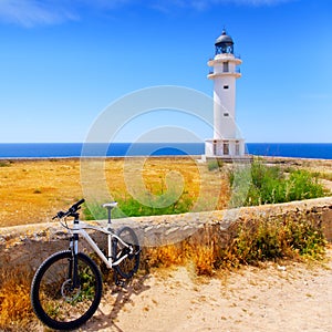 Bicycle on Balearic Formentera Barbaria Lighthouse