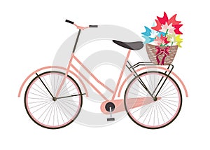 Bicycle with basket of flowers vector - spring theme