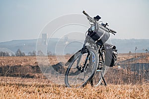 Bicycle and bicycle expedition, traveling by bicycle with panniers.