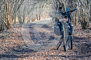 Bicycle and bicycle expedition, traveling by bicycle with panniers.