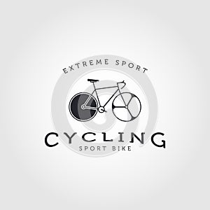 Bicycle bike icon line art logo vector illustration design. sport bike logo concept
