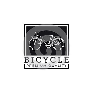 Bicycle bike icon line art logo vector illustration design. vintage bike logo concept