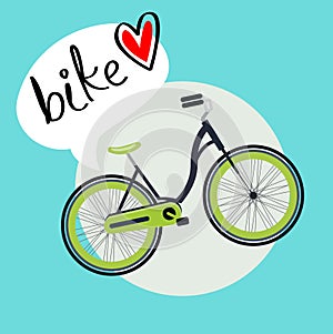 Bicycle with bike love message flat design vector