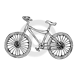 Bicycle or Bike Realistic Vector Illustration Isolated Hand Drawn Doodle or Cartoon Style Sketch.