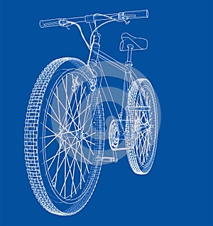 Bicycle blueprint 3d illustration