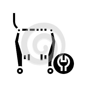 bicycle brake pads cleaning and adjustment glyph icon vector illustration
