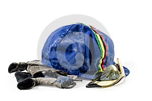 Bicycle Capt Glasses and gloves on white background : Clipping path included