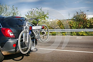 Bicycle on car, fixing for bike