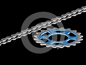 Bicycle chain with gear 3D illustration