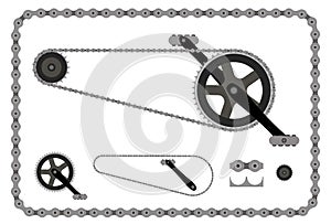 Bicycle chain part vector illustration on white background