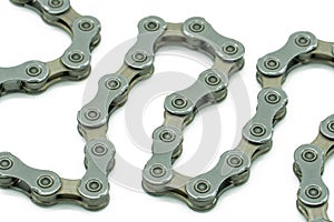 Bicycle chain on white background