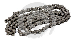 Bicycle chain on white background