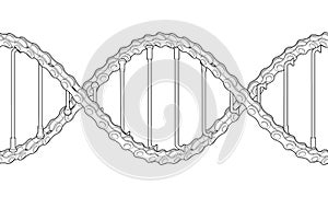 Bicycle chains with spokes twisted like a DNA spiral. Replicable outline tattoo illustration