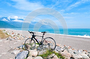 Bicycle on Chishintan Beach, Hualien, Taiwan