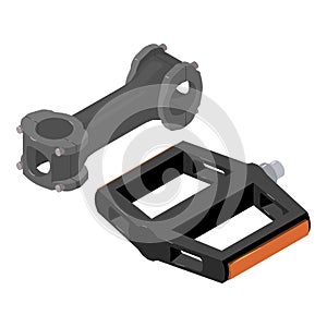 Bicycle component icon, isometric style