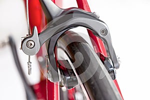 Bicycle Concept. Closeup of the Professional Front Brakes.