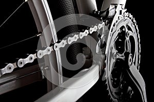 Bicycle crank, chain and derailleur