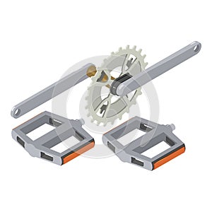 Bicycle crankset icon, isometric style