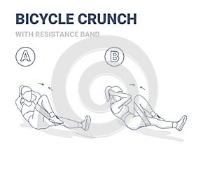 Bicycle Crunch Abs Female Home Workout Exercise Guidance Outline Concept