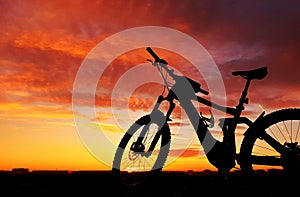 Hybrid Electric Bike with sunset background
