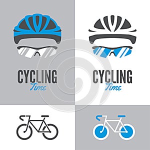 Bicycle, cycling helmet and glasses