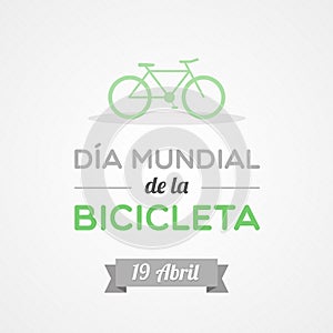 Bicycle Day in Spanish. April 19. Dia Mundial de la Bicicleta. Vector illustration, flat design photo