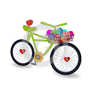 Bicycle with easter Eggs in Basket