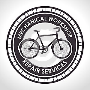 Bicycle emblem with shop and mechanical service