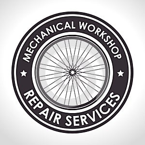 Bicycle emblem to mechanical shop repair