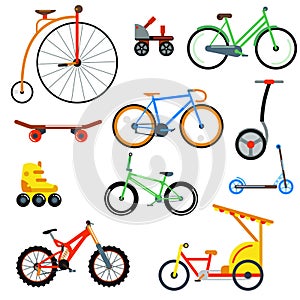 Bicycle flat style on white background vector illustration