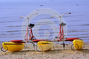 Bicycle floater by sea