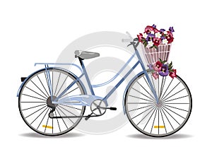 Bicycle with flowers isolated on white