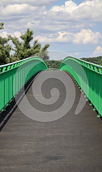 Bicycle footbridge over the Skawinka River, the Vistula basin.