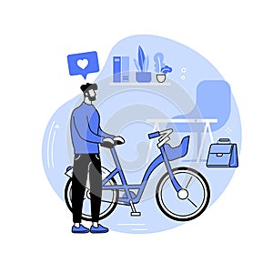 Bicycle-friendly office isolated cartoon vector illustrations.