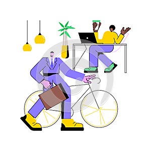 Bicycle-friendly office isolated cartoon vector illustrations.