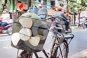Bicycle with funny propeller in Hanoi, Vietnam