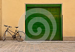 Bicycle at a garage