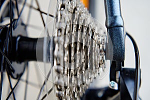 Bicycle gear drivetrain and cassette, close up