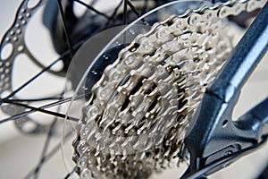 Bicycle gear drivetrain and cassette, close up