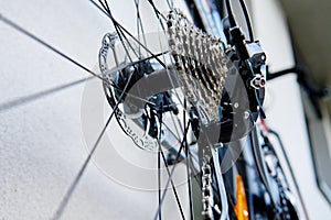 Bicycle gear drivetrain and cassette, close up