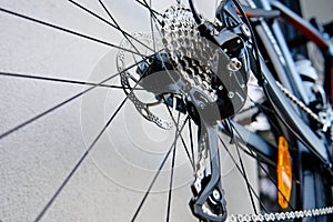 Bicycle gear drivetrain and cassette, close up