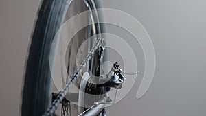 Bicycle gear drivetrain close up. Maintenance bike transmition