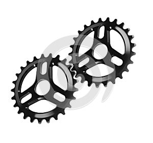 Bicycle gears, metal cogwheels isolated