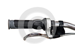 A bicycle hand brake on white
